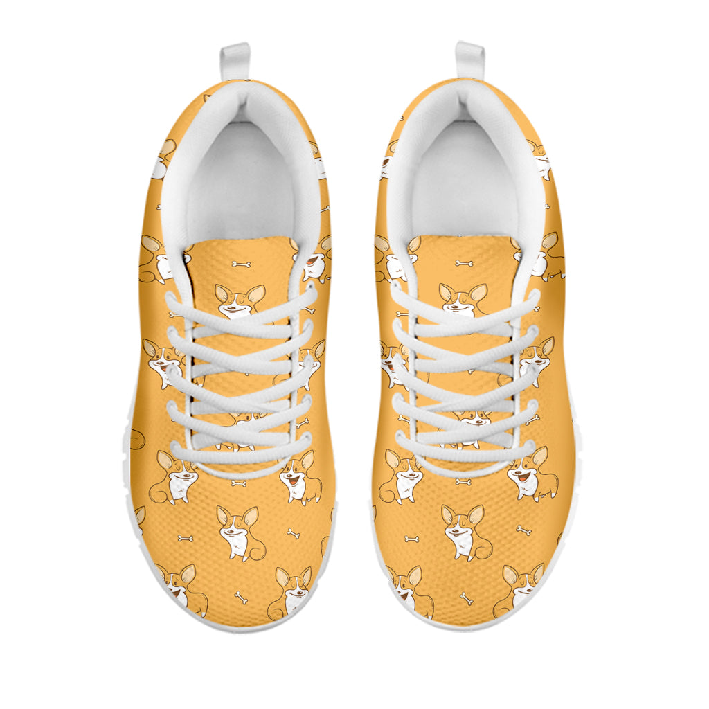 Little Corgi Pattern Print White Sneakers