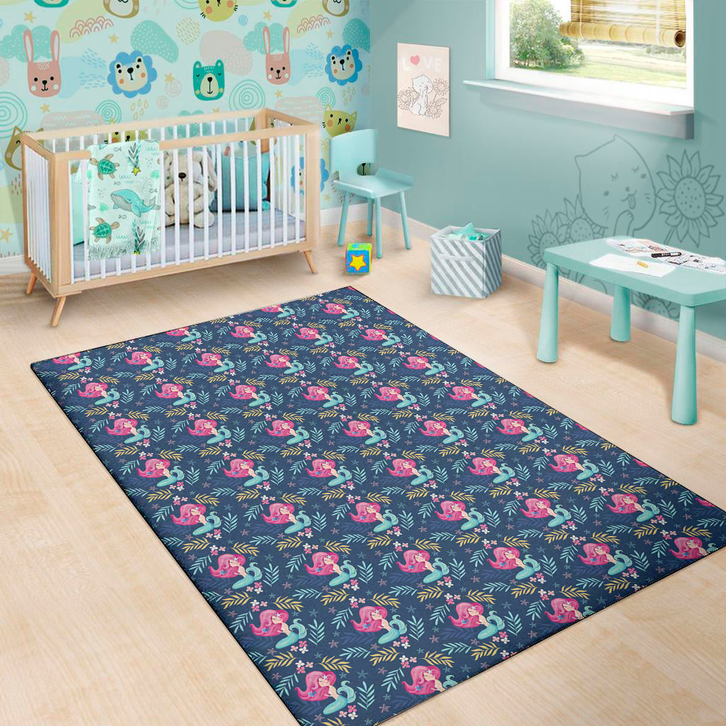 Little Cute Mermaid Pattern Print Area Rug