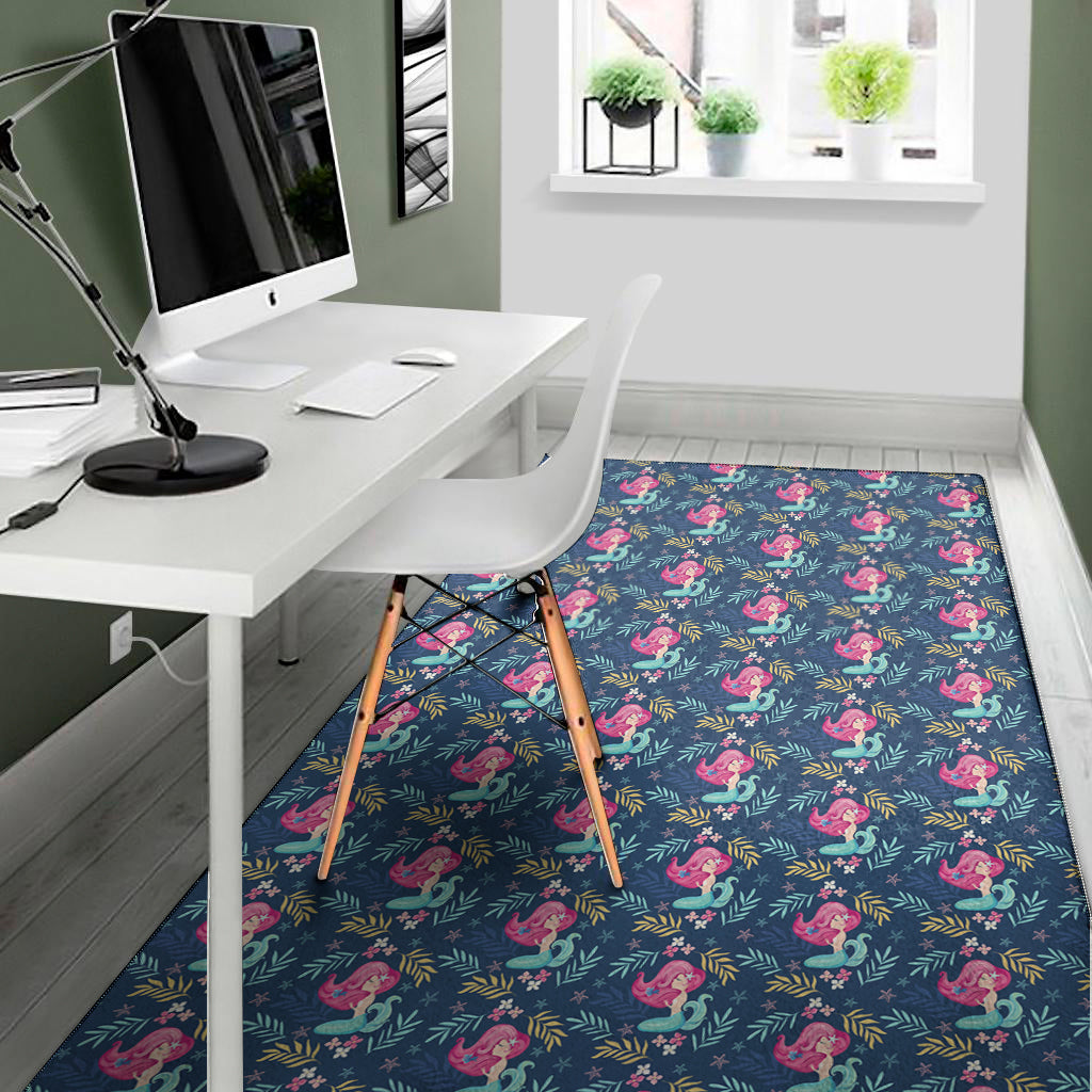 Little Cute Mermaid Pattern Print Area Rug
