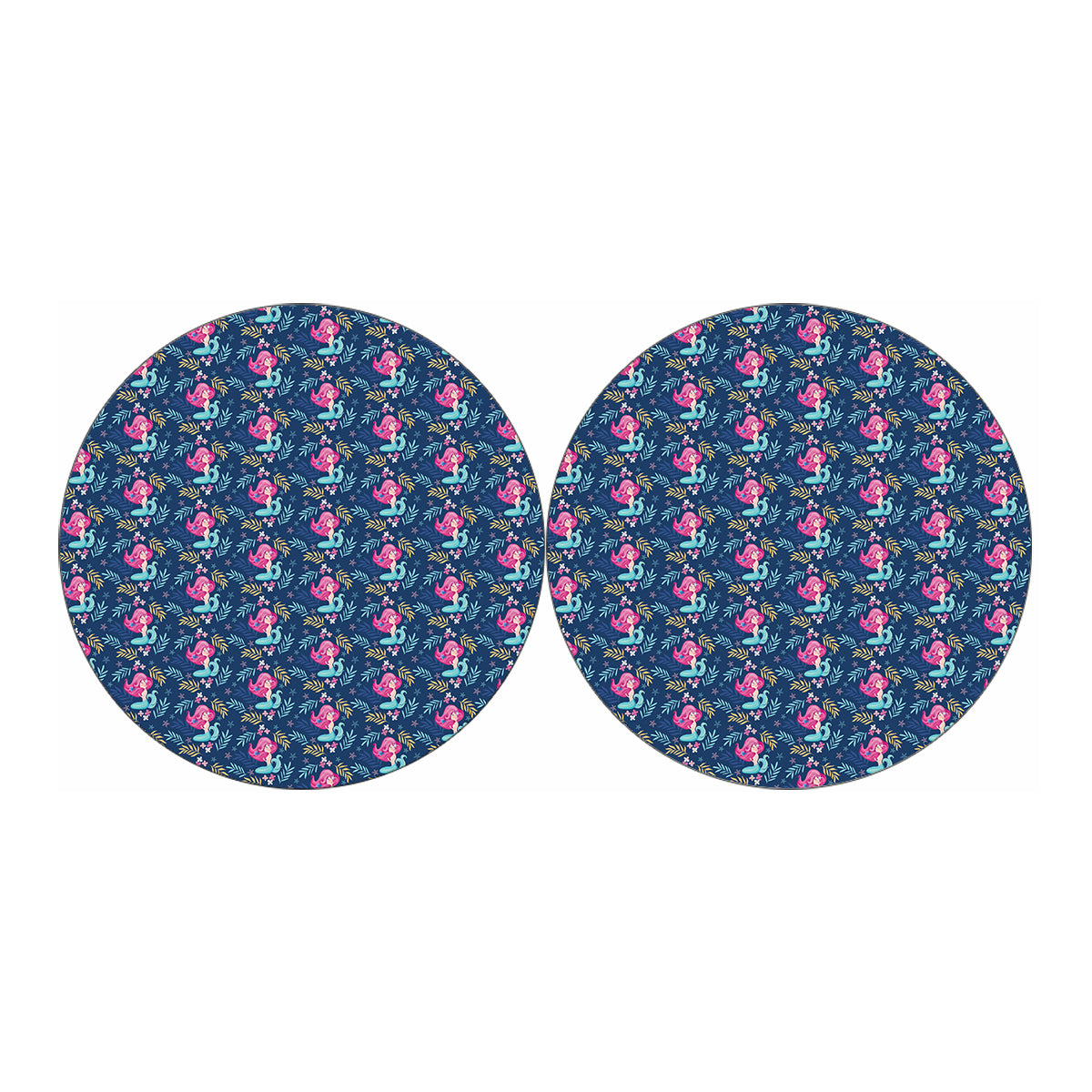 Little Cute Mermaid Pattern Print Car Coasters