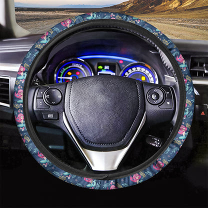 Little Cute Mermaid Pattern Print Car Steering Wheel Cover