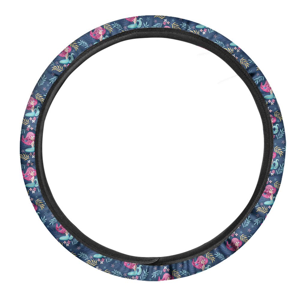 Little Cute Mermaid Pattern Print Car Steering Wheel Cover