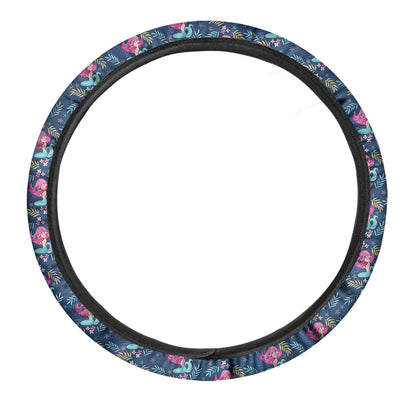Little Cute Mermaid Pattern Print Car Steering Wheel Cover