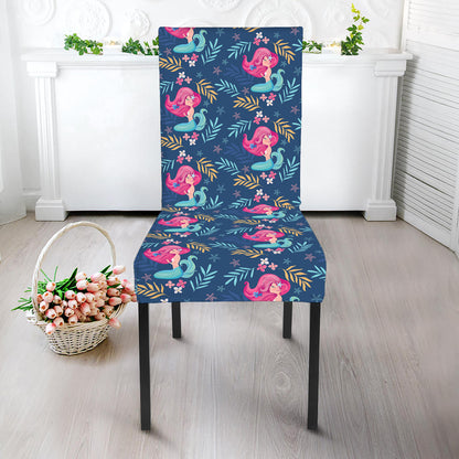 Little Cute Mermaid Pattern Print Dining Chair Slipcover