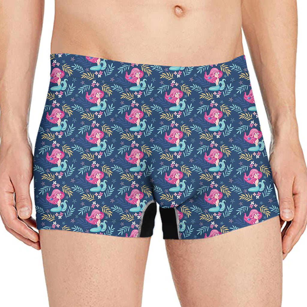 Little Cute Mermaid Pattern Print Men's Boxer Briefs