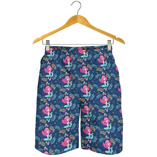 Little Cute Mermaid Pattern Print Men's Shorts