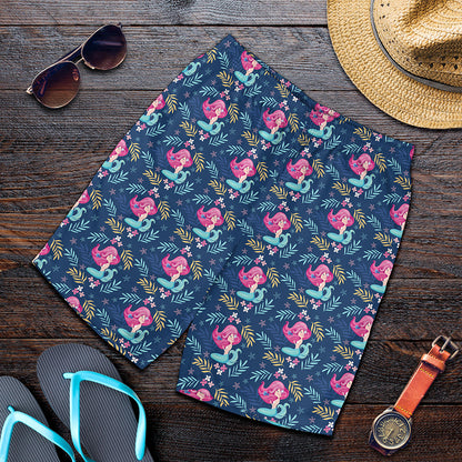 Little Cute Mermaid Pattern Print Men's Shorts