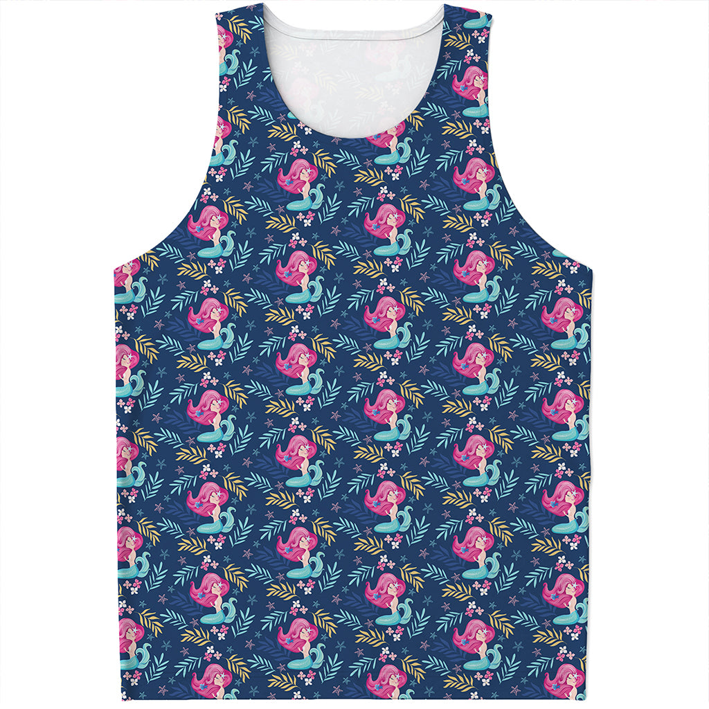 Little Cute Mermaid Pattern Print Men's Tank Top