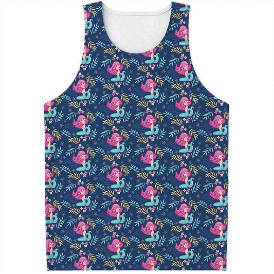 Little Cute Mermaid Pattern Print Men's Tank Top