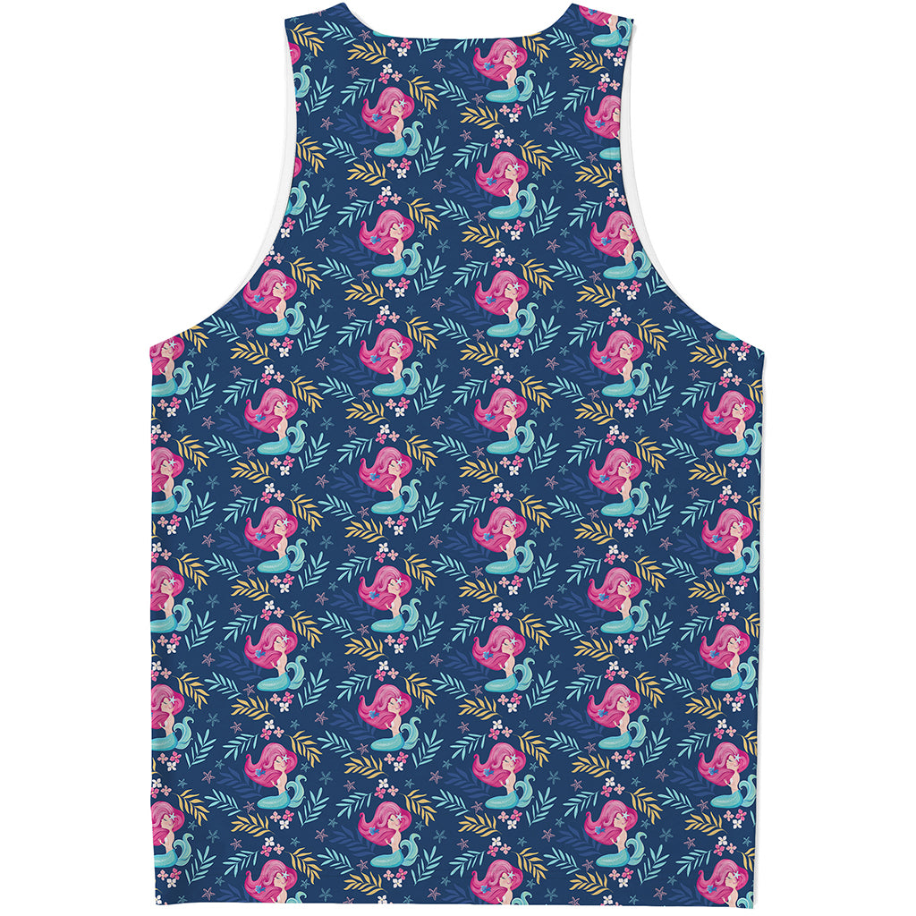 Little Cute Mermaid Pattern Print Men's Tank Top