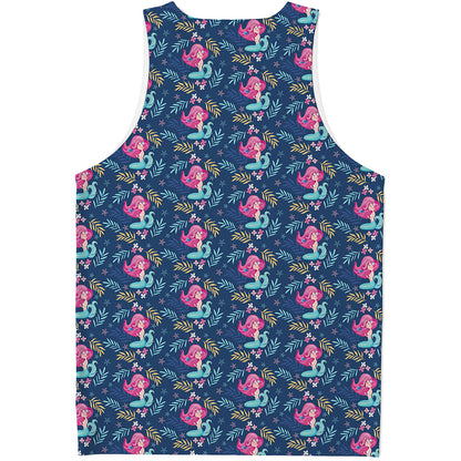 Little Cute Mermaid Pattern Print Men's Tank Top