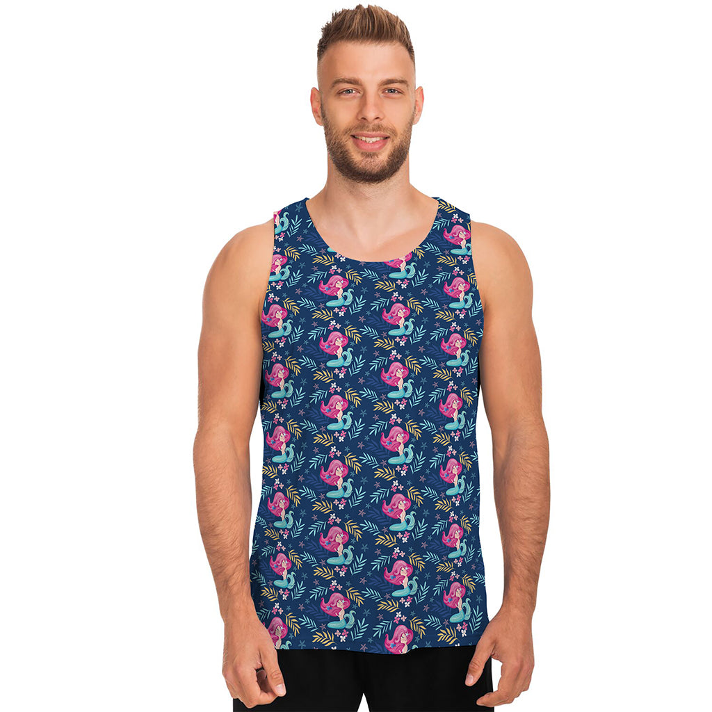 Little Cute Mermaid Pattern Print Men's Tank Top