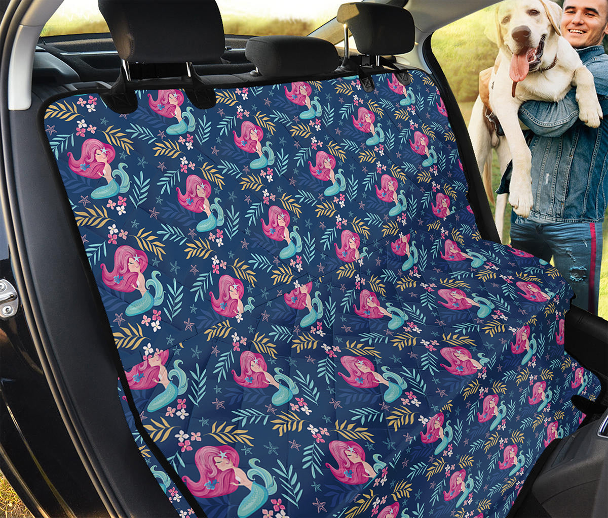 Little Cute Mermaid Pattern Print Pet Car Back Seat Cover
