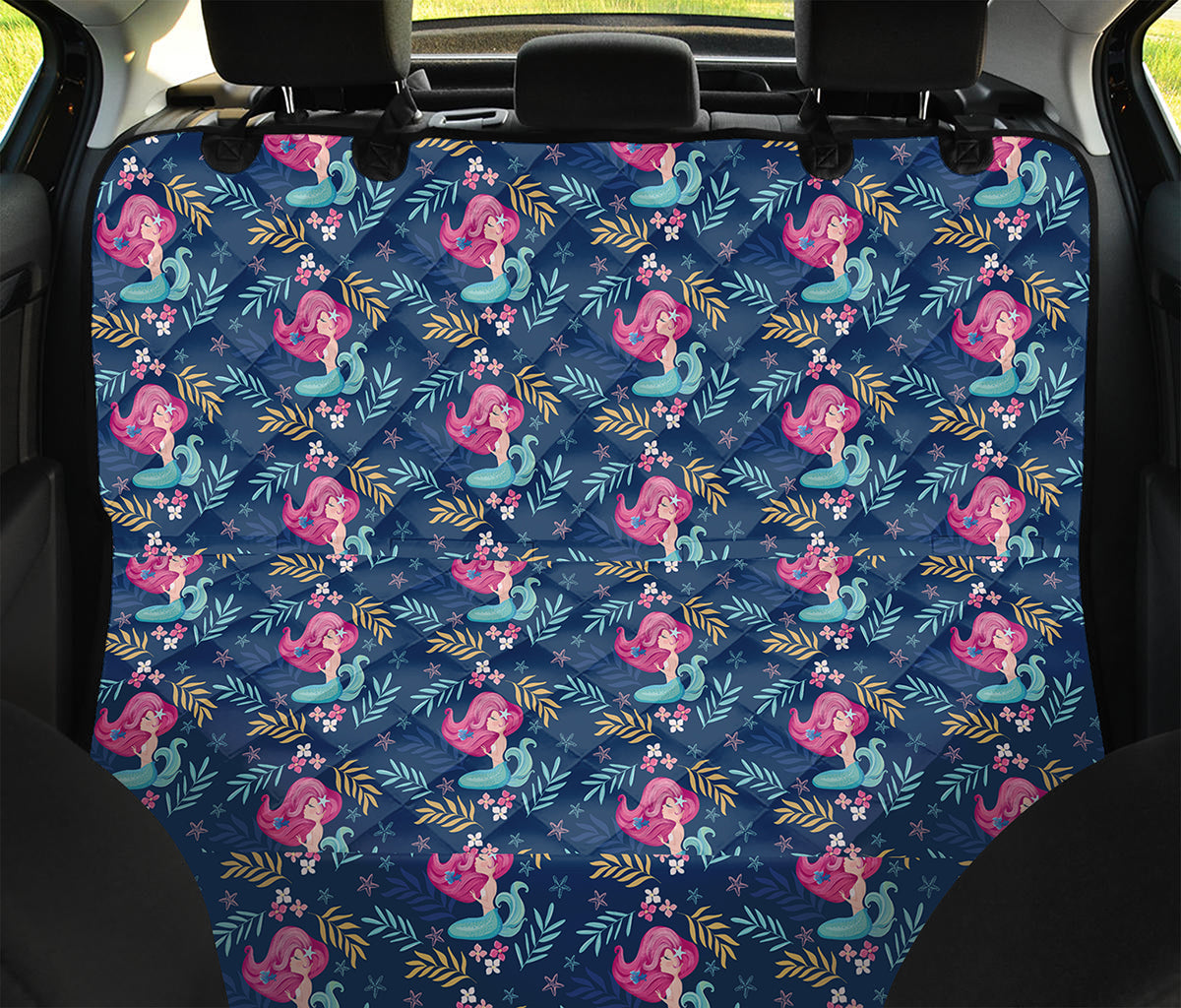 Little Cute Mermaid Pattern Print Pet Car Back Seat Cover