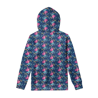 Little Cute Mermaid Pattern Print Pullover Hoodie