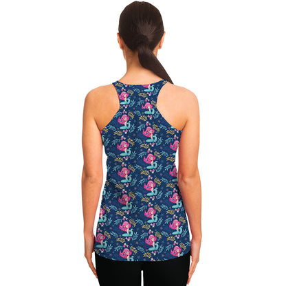 Little Cute Mermaid Pattern Print Women's Racerback Tank Top