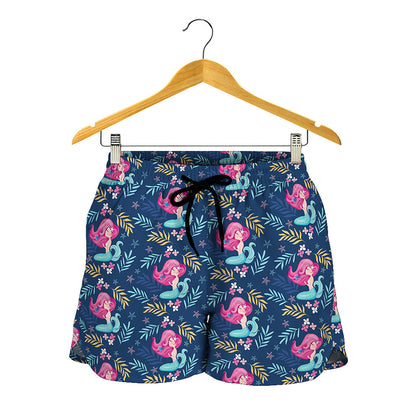 Little Cute Mermaid Pattern Print Women's Shorts