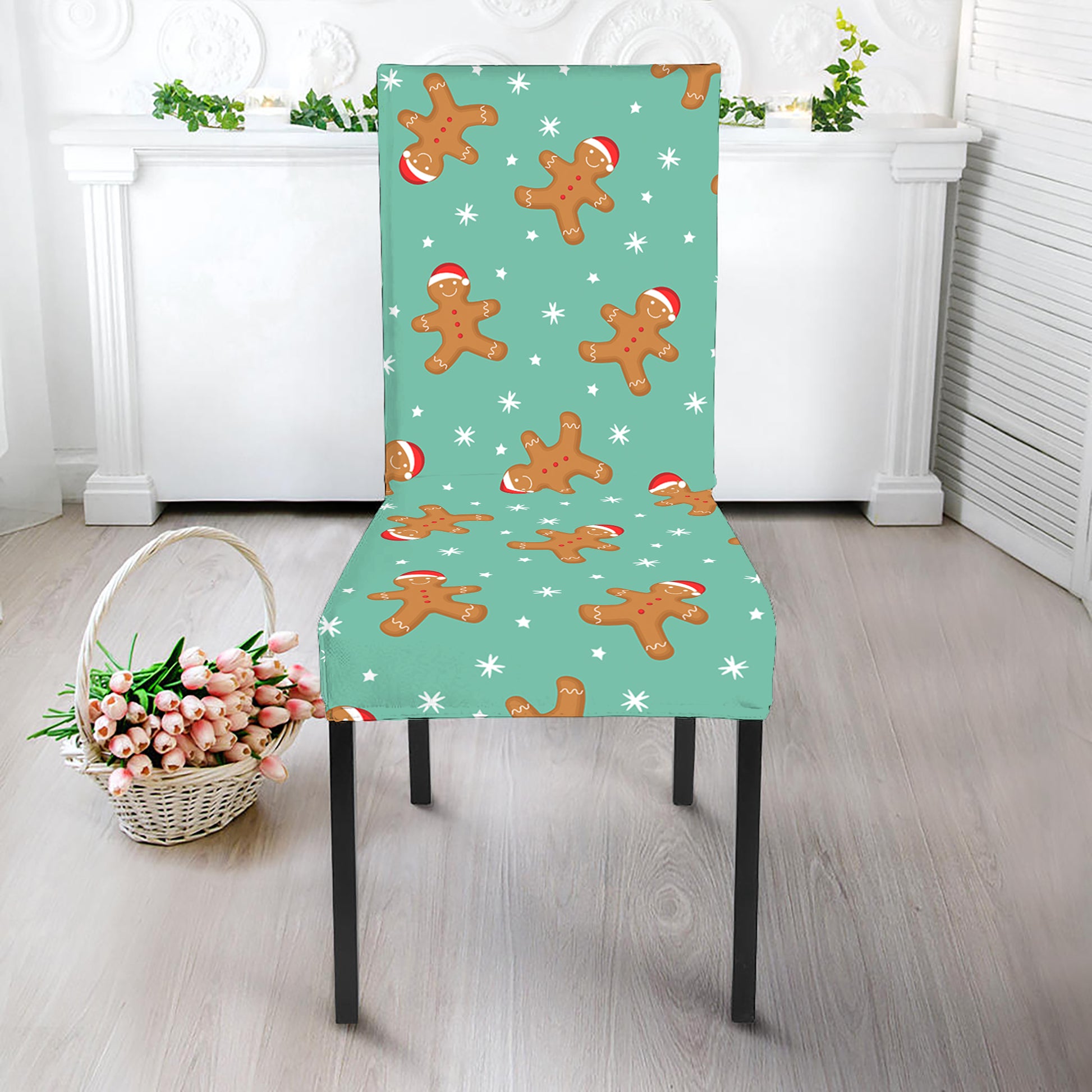 Little Gingerbread Man Pattern Print Dining Chair Slipcover