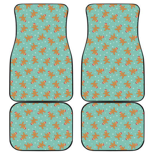 Little Gingerbread Man Pattern Print Front and Back Car Floor Mats