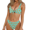 Little Gingerbread Man Pattern Print Front Bow Tie Bikini