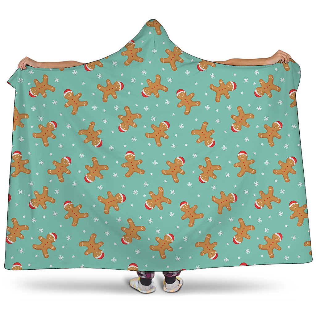 Little Gingerbread Man Pattern Print Hooded Blanket