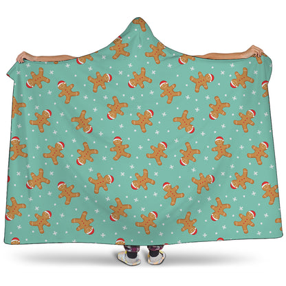 Little Gingerbread Man Pattern Print Hooded Blanket