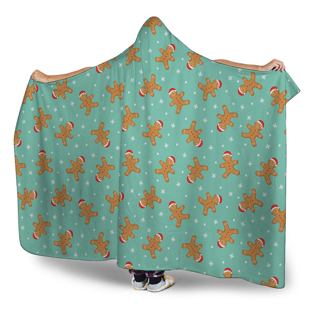 Little Gingerbread Man Pattern Print Hooded Blanket