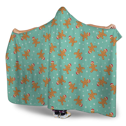 Little Gingerbread Man Pattern Print Hooded Blanket