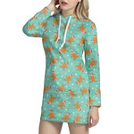 Little Gingerbread Man Pattern Print Hoodie Dress