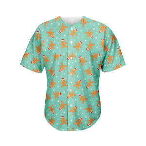 Little Gingerbread Man Pattern Print Men's Baseball Jersey