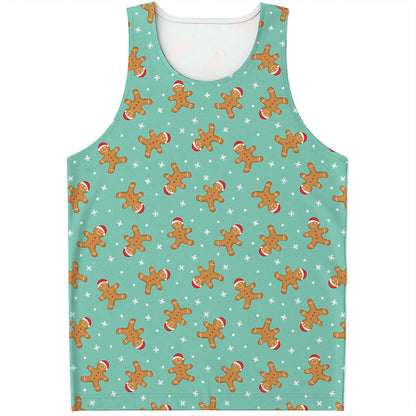 Little Gingerbread Man Pattern Print Men's Tank Top