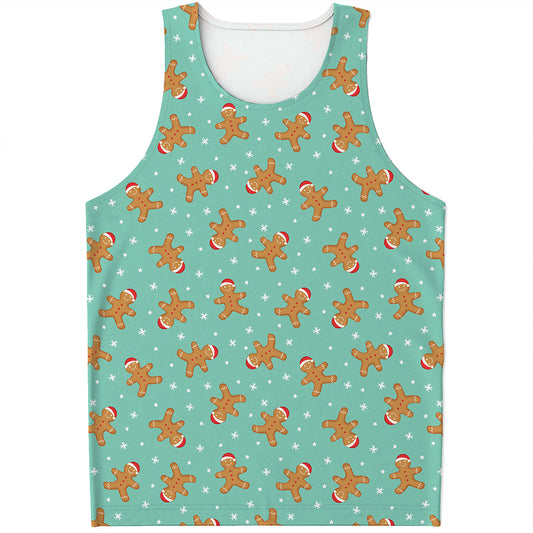 Little Gingerbread Man Pattern Print Men's Tank Top