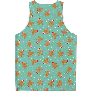 Little Gingerbread Man Pattern Print Men's Tank Top