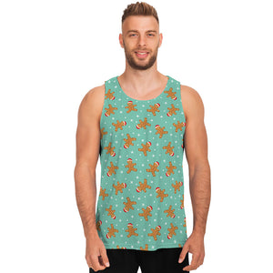 Little Gingerbread Man Pattern Print Men's Tank Top