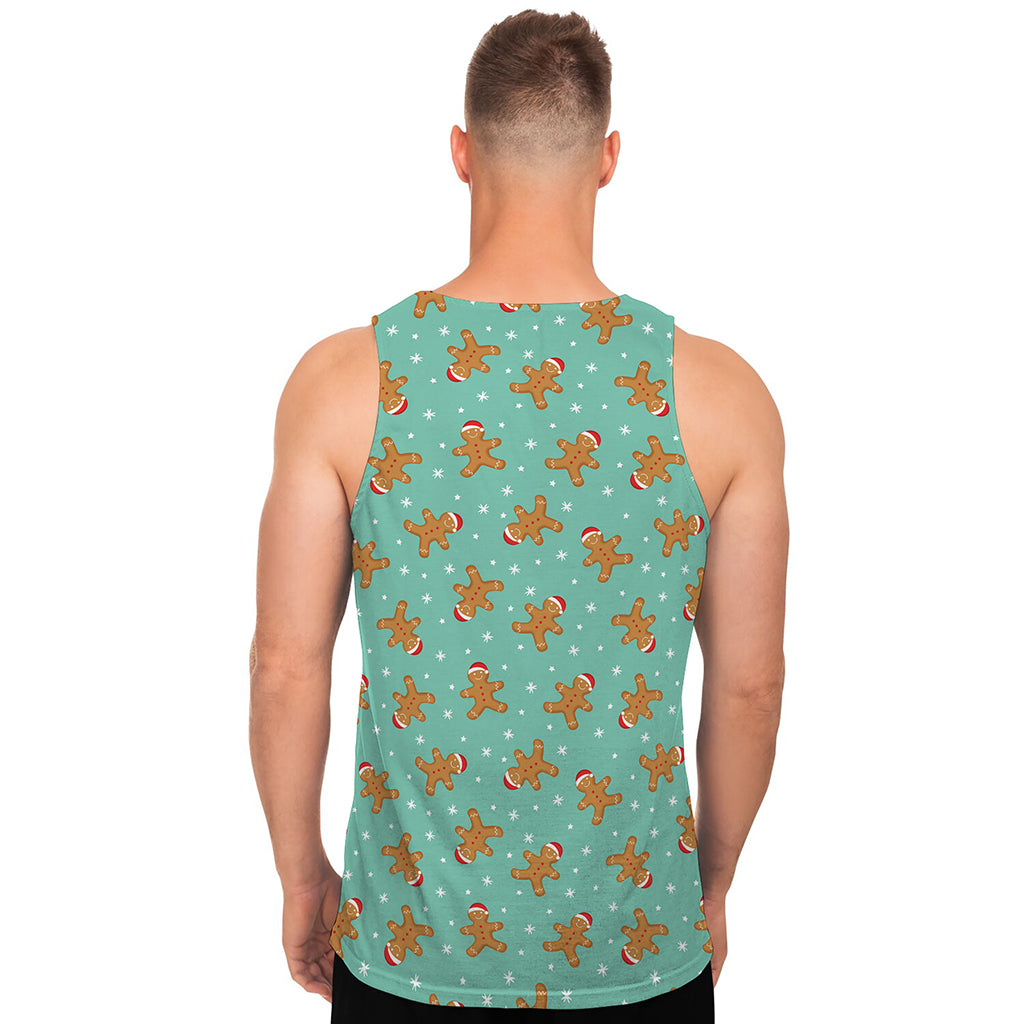 Little Gingerbread Man Pattern Print Men's Tank Top