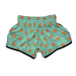 Little Gingerbread Man Pattern Print Muay Thai Boxing Shorts