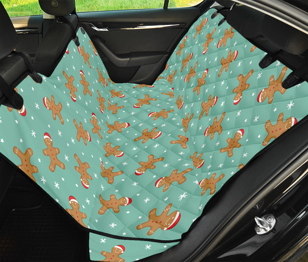 Little Gingerbread Man Pattern Print Pet Car Back Seat Cover