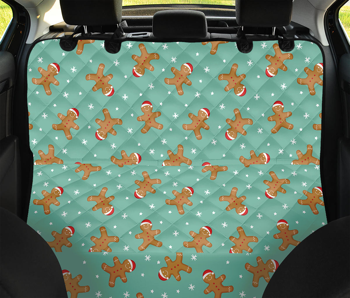 Little Gingerbread Man Pattern Print Pet Car Back Seat Cover