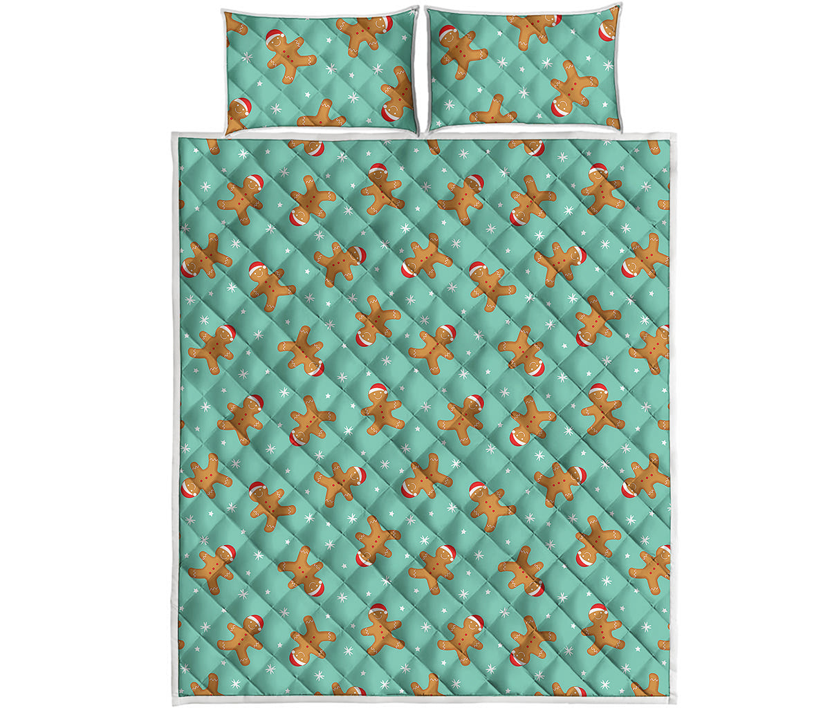 Little Gingerbread Man Pattern Print Quilt Bed Set