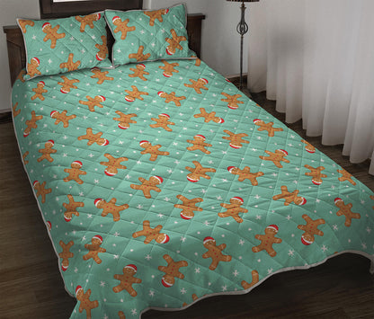 Little Gingerbread Man Pattern Print Quilt Bed Set