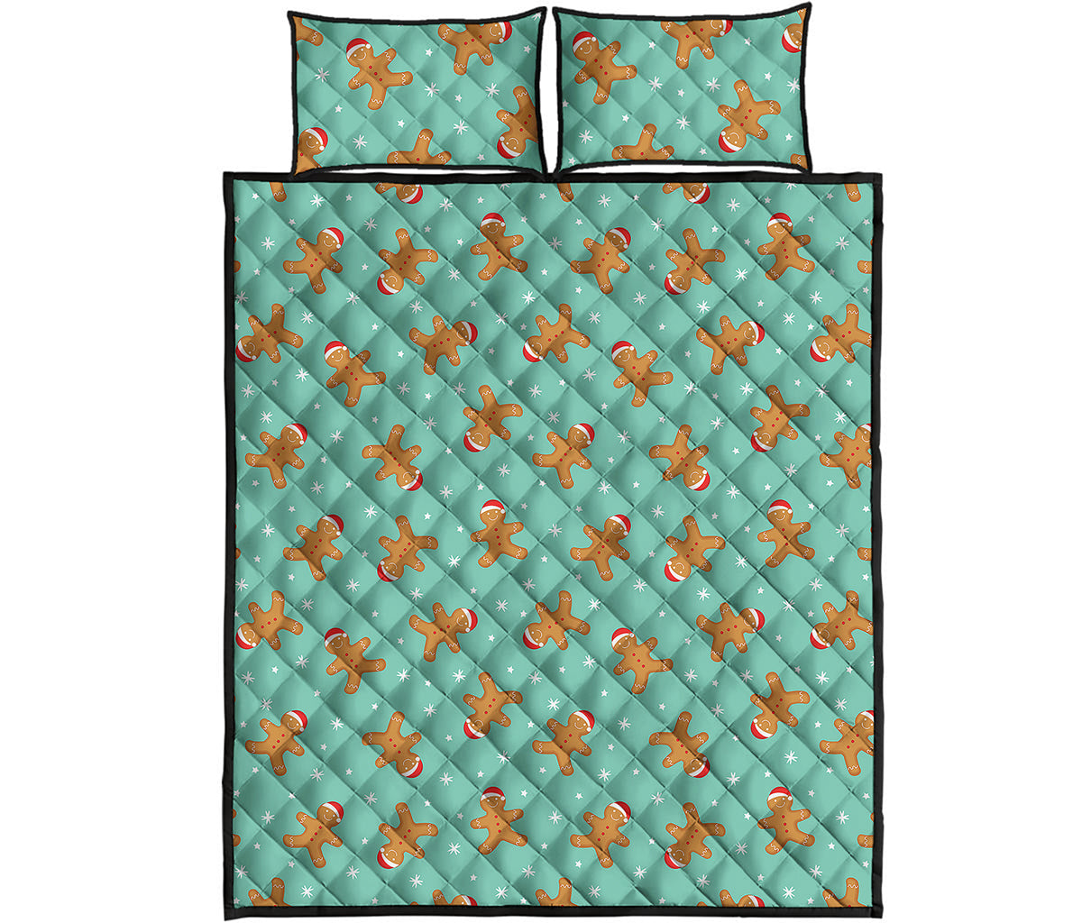 Little Gingerbread Man Pattern Print Quilt Bed Set