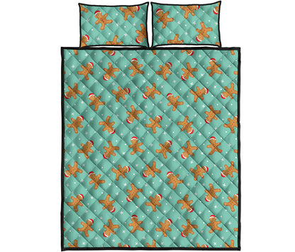 Little Gingerbread Man Pattern Print Quilt Bed Set