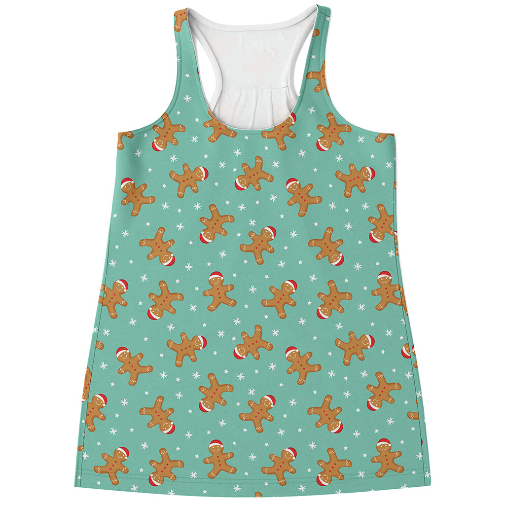 Little Gingerbread Man Pattern Print Women's Racerback Tank Top