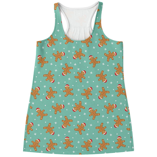 Little Gingerbread Man Pattern Print Women's Racerback Tank Top