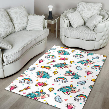 Little Girly Unicorn Pattern Print Area Rug GearFrost