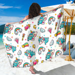 Little Girly Unicorn Pattern Print Beach Sarong Wrap
