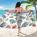 Little Girly Unicorn Pattern Print Beach Sarong Wrap