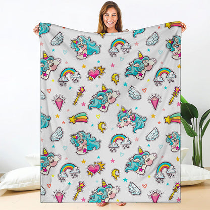 Little Girly Unicorn Pattern Print Blanket