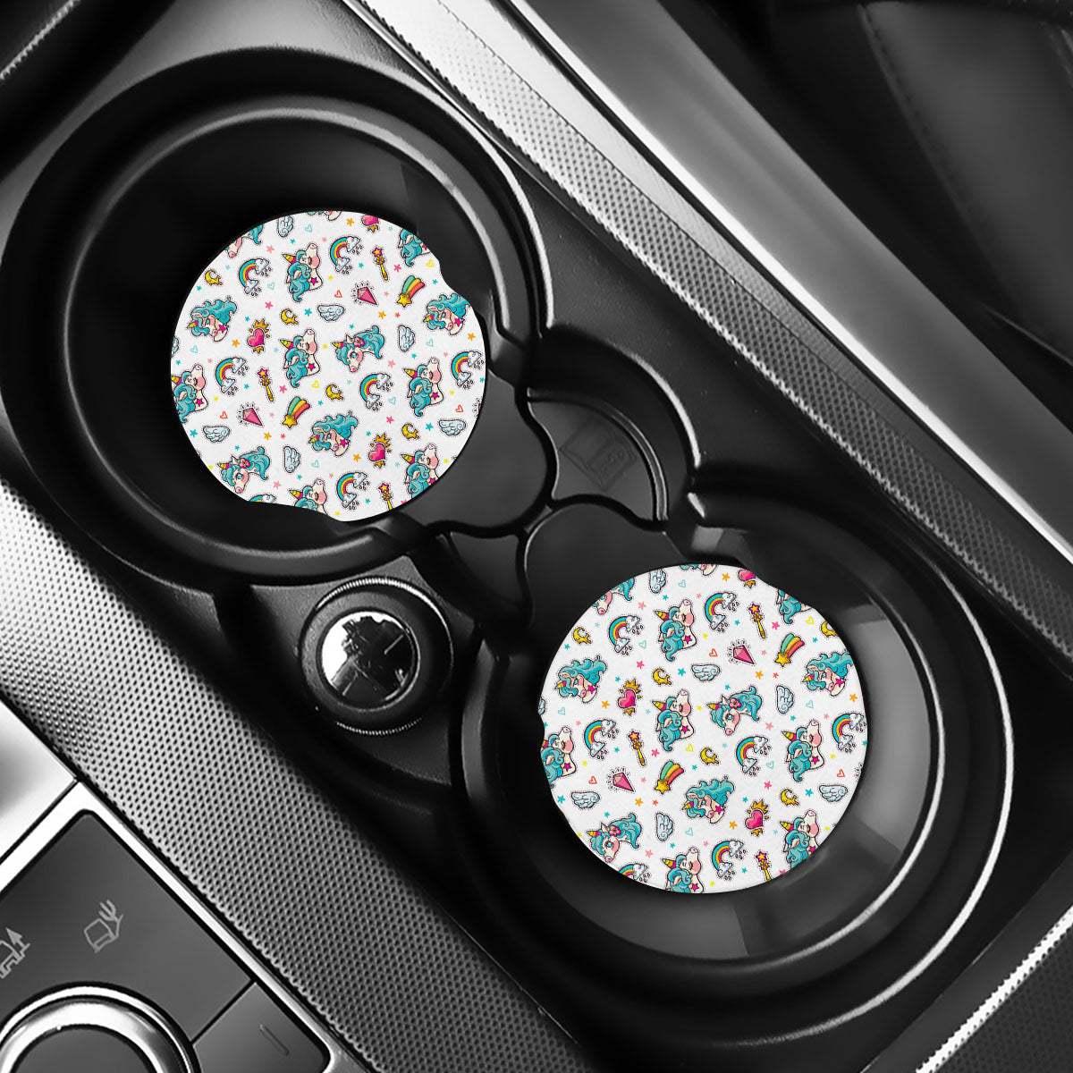 Little Girly Unicorn Pattern Print Car Coasters