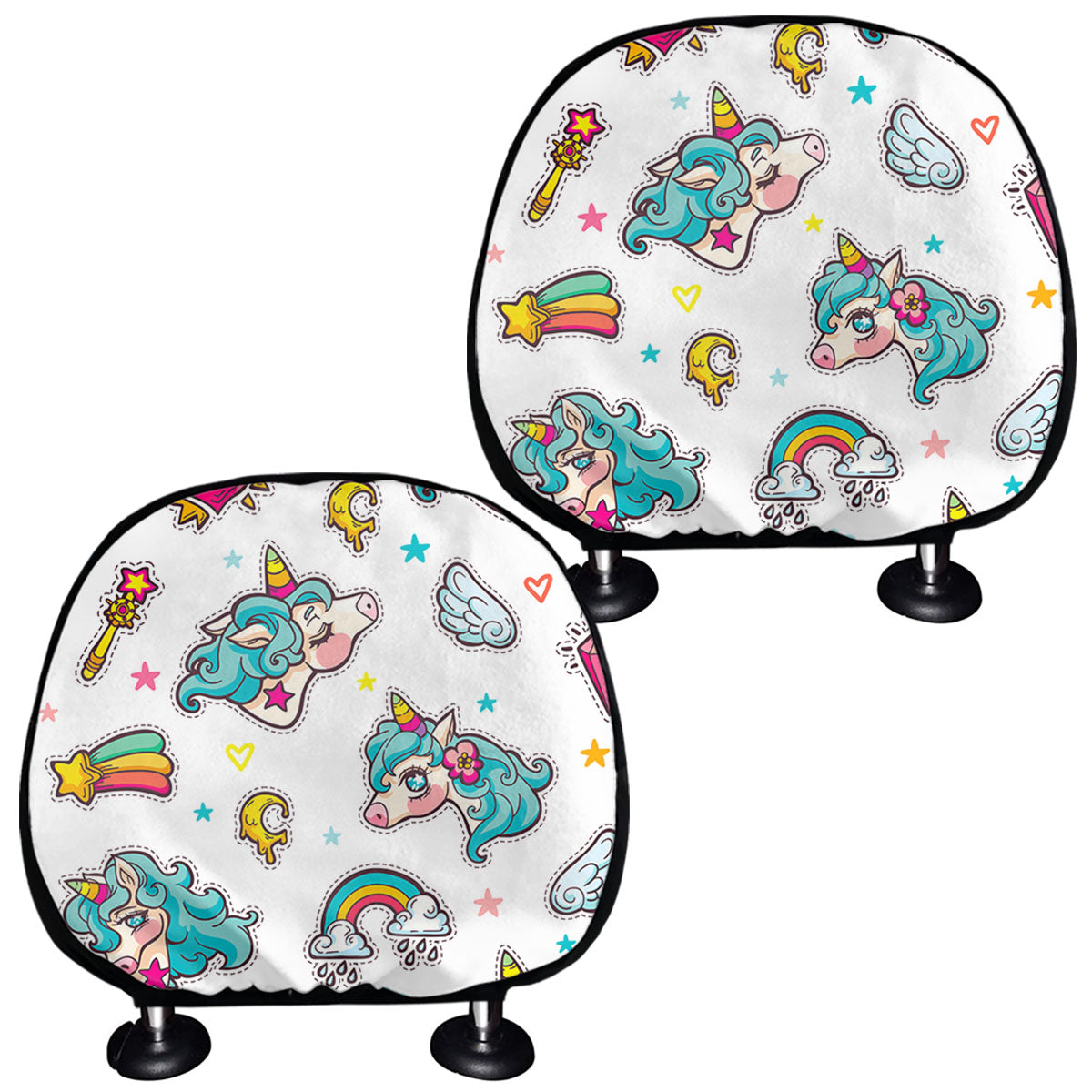 Little Girly Unicorn Pattern Print Car Headrest Covers